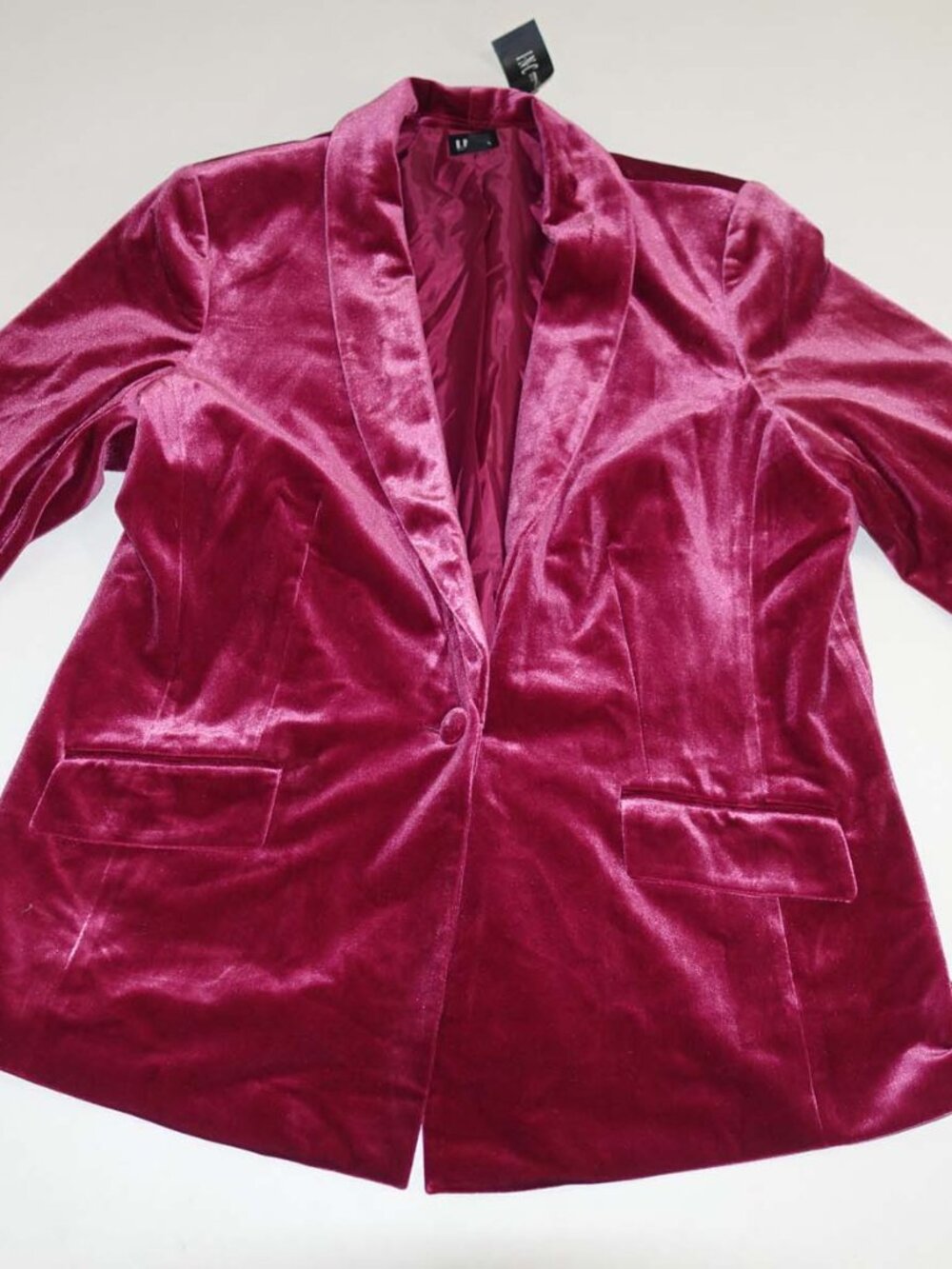 INC International Concepts Women's Velvet Blazer Size Petite XL Crimson Autumn